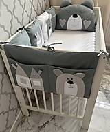 Detský textil - Šalviový mantinel s mackom na záhlavie - 18294852_