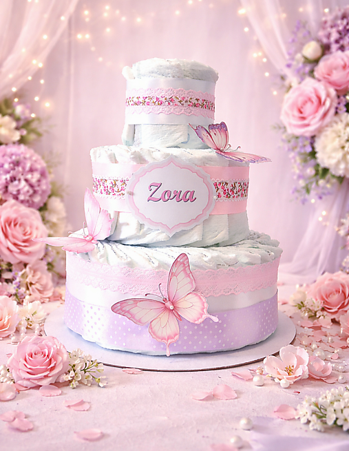 Detské doplnky - Plienková torta "JEMNÁ RUŽOVÁ" - 18294276_