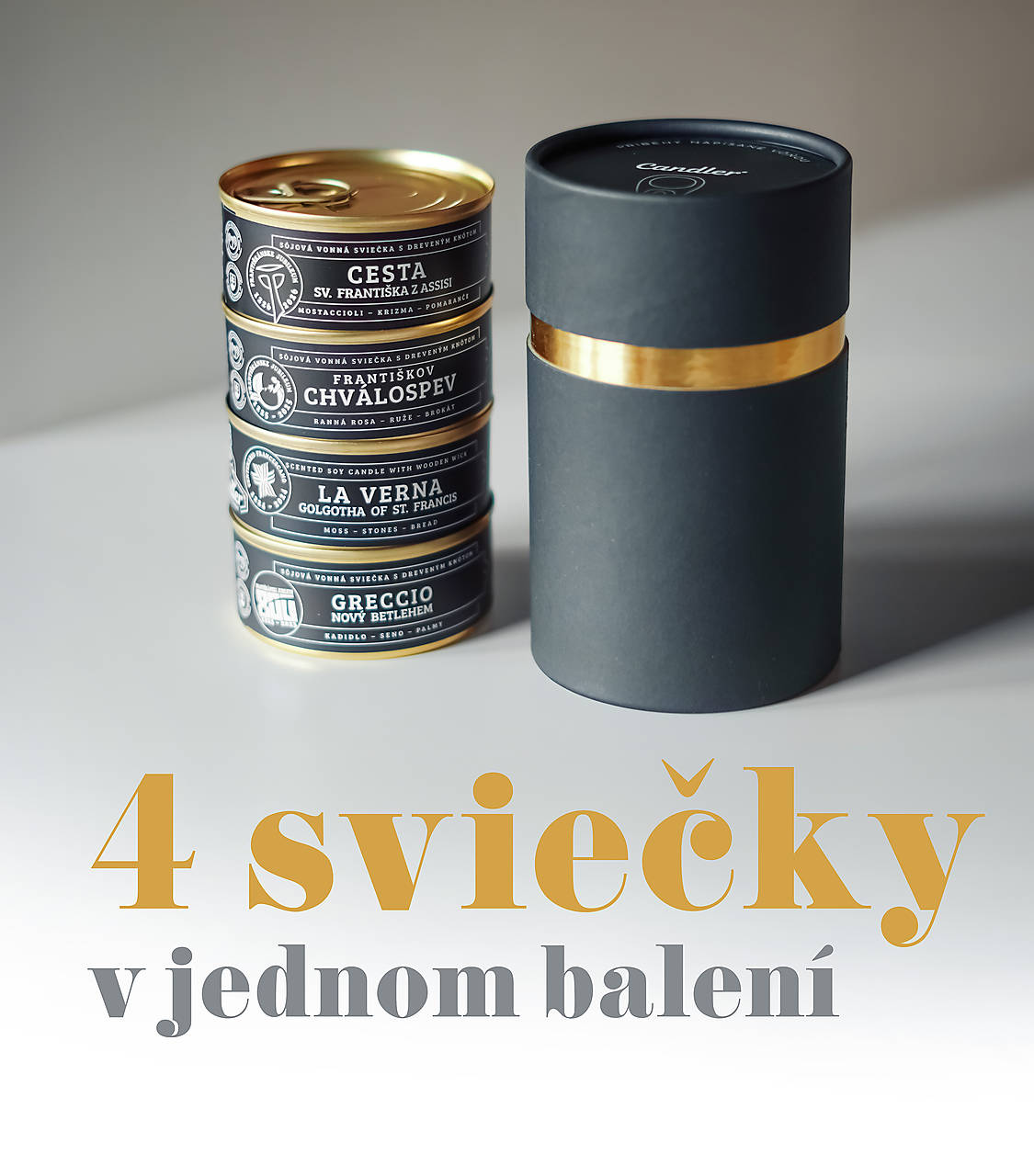 Františkánske sviečky KOMPLET (darčekový tubus)