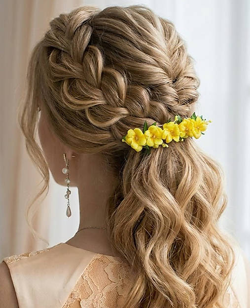 Ozdoby do vlasov - Spona z lúčnych kvetov - 18294834_