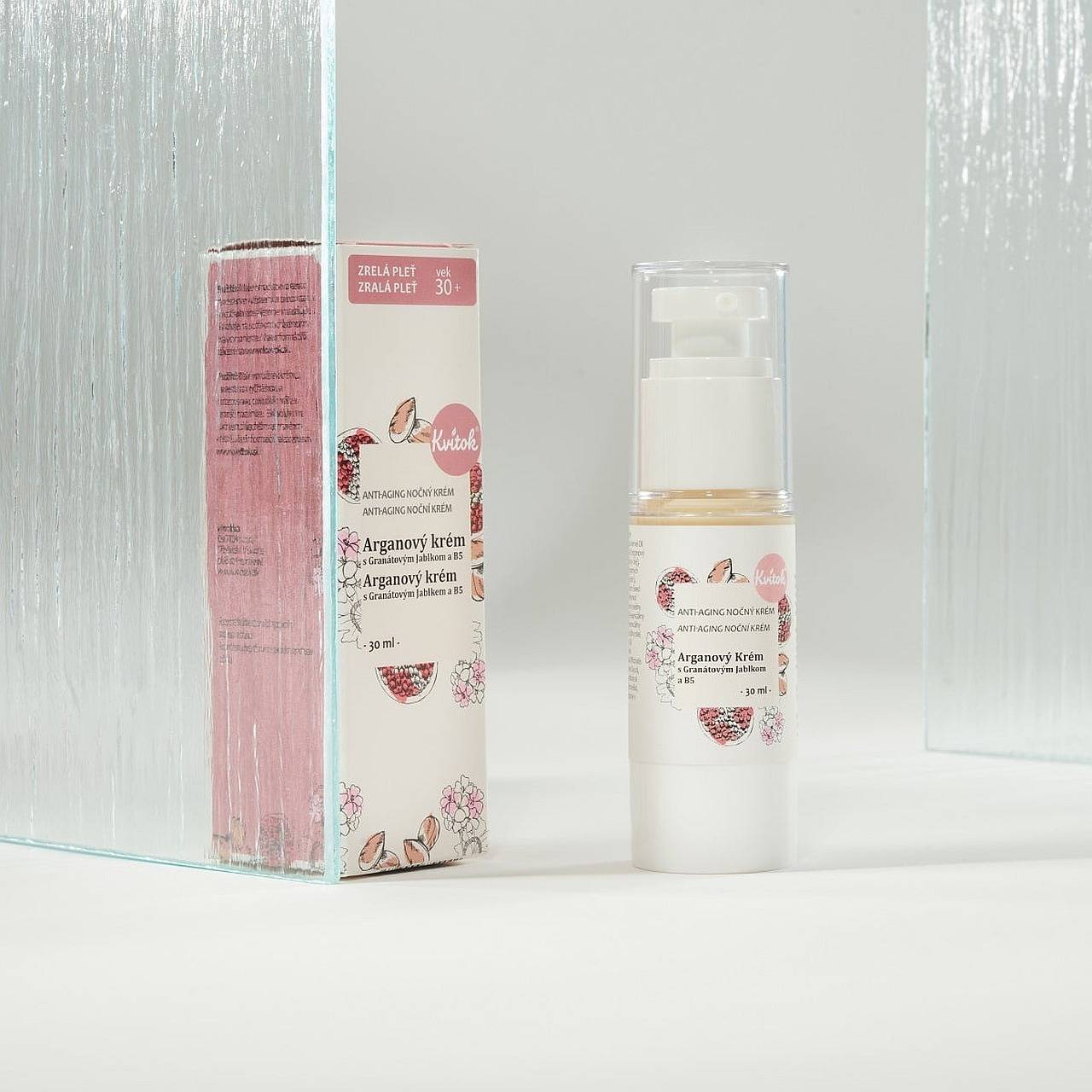 Arganový Krém Kvitok pre Zrelú pleť (30+) – Nočný 30 ml V ZĽAVE 22,2%