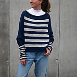 Svetre a kardigány - Svetr DOSA-TRAPEZ pruhy 100% ALPAKA - 18294870_