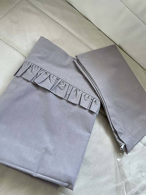 Detský textil - Krásne obliečky s volánom 100 % bavlna - sivé - 18296842_