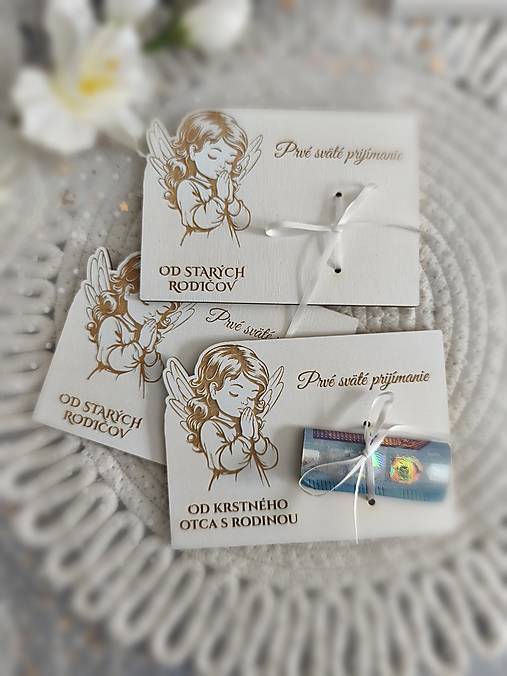 Tabuľky - Drevená obálka na peniaze – prvé sväté prijímanie - 18295690_