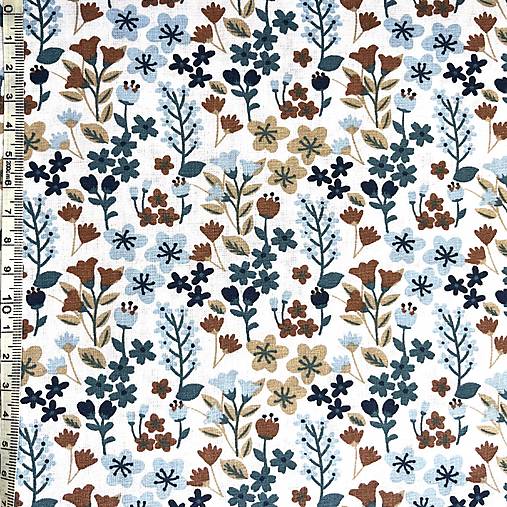 modravá lúka, 100 % kvetovaná bavlnená látka Francúzsko, šírka 150 cm