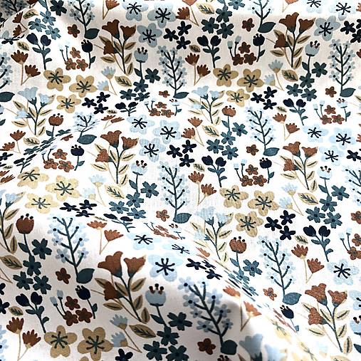 modravá lúka, 100 % kvetovaná bavlnená látka Francúzsko, šírka 150 cm