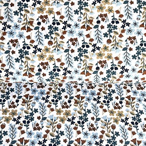 modravá lúka, 100 % kvetovaná bavlnená látka Francúzsko, šírka 150 cm