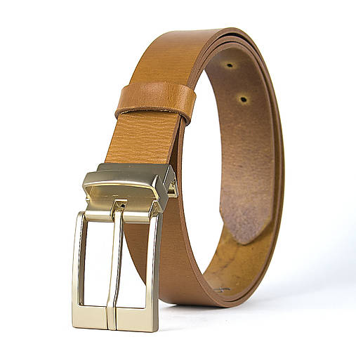 Opasky - Unisex kožený opasok AURELIA, 3.3cm šírka, farba podľa výberu (Oranžová) - 18295344_
