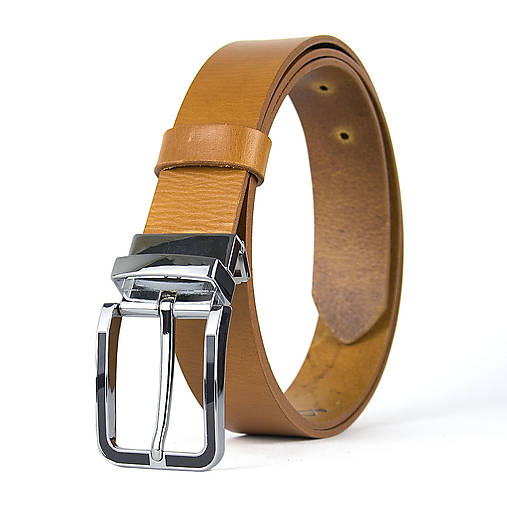 Opasky - Unisex kožený opasok STRIKE, 3.3cm šírka, farba podľa výberu (Oranžová) - 18295519_