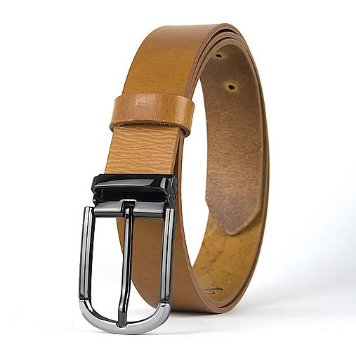 Opasky - Unisex kožený opasok ONYX EDGE, 3.3cm šírka, farba podľa výberu (Oranžová) - 18295632_