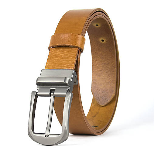 Opasky - Unisex kožený opasok STEEL NOVA, 3.3cm šírka, farba podľa výberu (Oranžová) - 18295737_