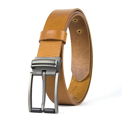 Opasky - Unisex kožený opasok TITAN SHADOW, 3.3cm šírka, farba podľa výberu (Oranžová) - 18295825_
