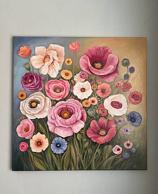 Obrazy - Kvety_olej 60x60 - 18296237_