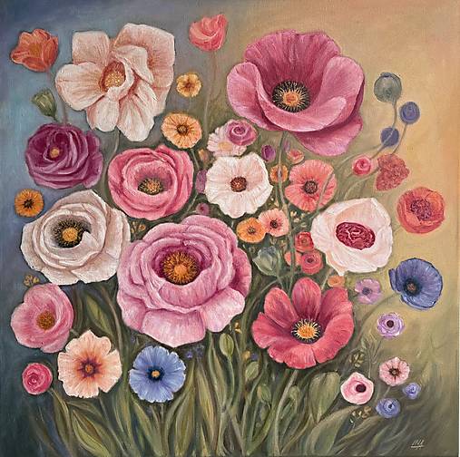 Obrazy - Kvety_olej 60x60 - 18296254_