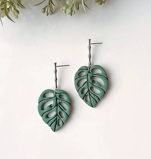 Náušnice - Monstera Elegance-Visiace náušnice - 18298103_