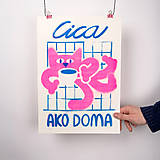 Grafika - Cica ako doma - risografika - 18297645_