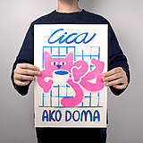 Grafika - Cica ako doma - risografika - 18297649_