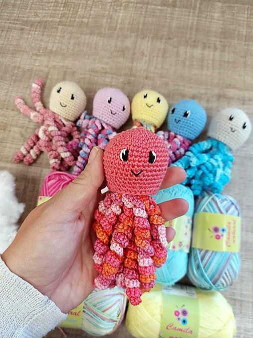 Set na háčkovanie chobotničiek pre novorodencov s návodom za zvýhodnenú cenu