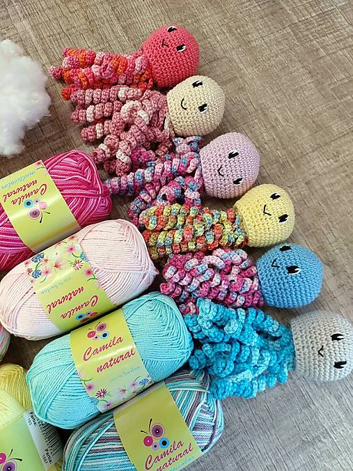 Set na háčkovanie chobotničiek pre novorodencov s návodom za zvýhodnenú cenu