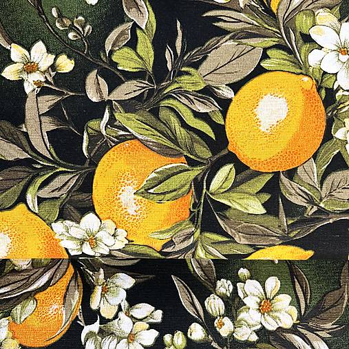 Citróny, pevná bavlnená zmesová látka, šírka 140 cm