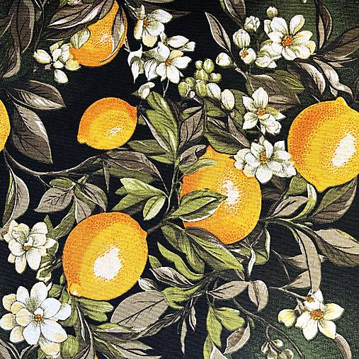 Citróny, pevná bavlnená zmesová látka, šírka 140 cm
