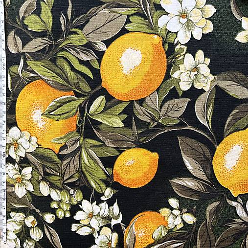 Citróny, pevná bavlnená zmesová látka, šírka 140 cm