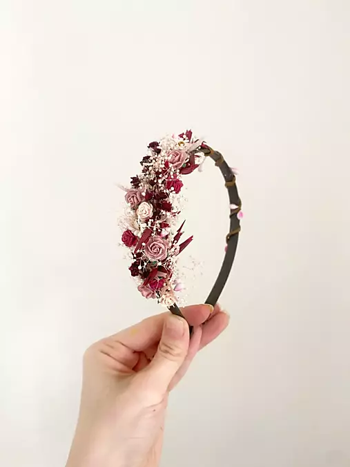 Rustikálna kvetinová čelenka "čaj pri stmievaní"