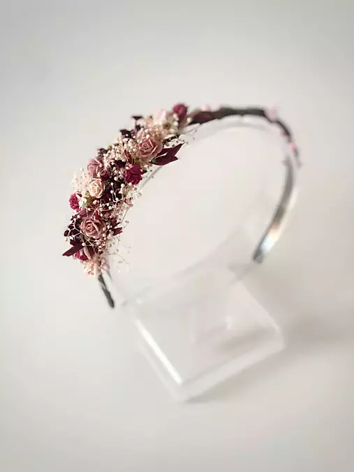 Rustikálna kvetinová čelenka "čaj pri stmievaní"