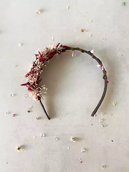 Rustikálna kvetinová čelenka "čaj pri stmievaní"