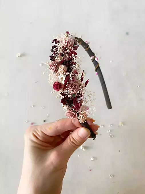 Rustikálna kvetinová čelenka "čaj pri stmievaní"