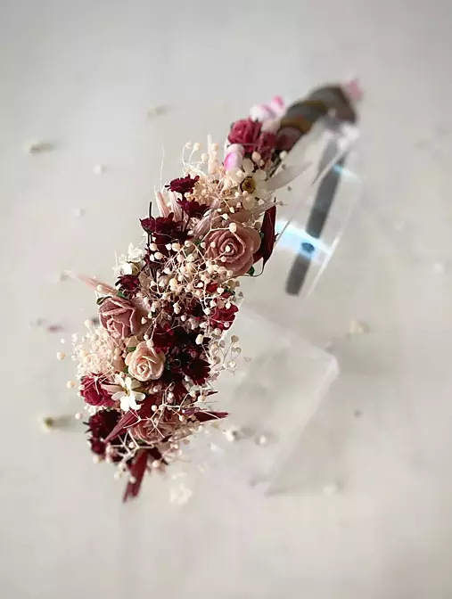 Rustikálna kvetinová čelenka "čaj pri stmievaní"