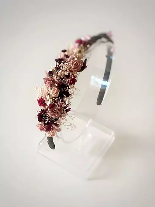 Rustikálna kvetinová čelenka "čaj pri stmievaní"