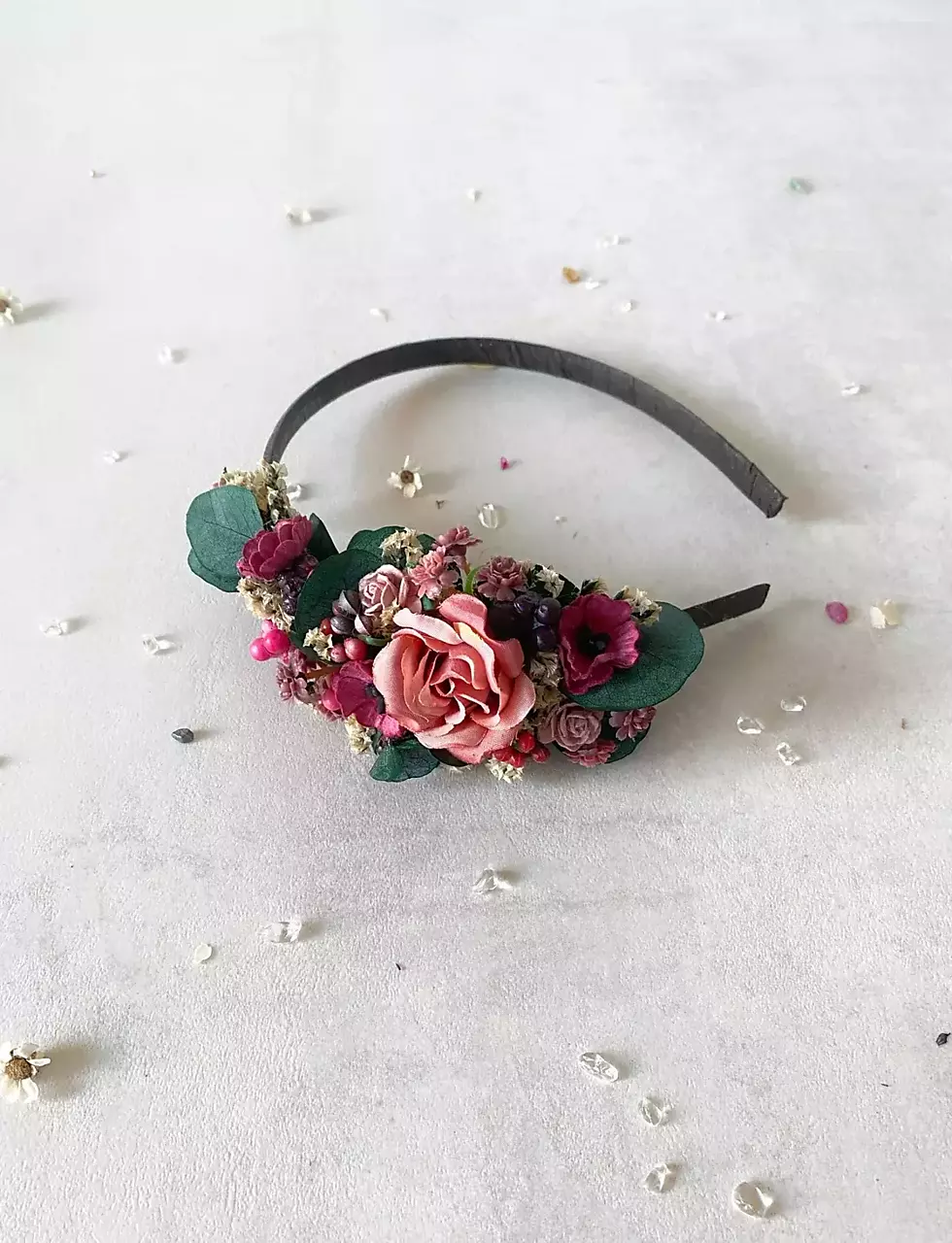 Kvetinová čelenka "krása prichádzajúceho večera"