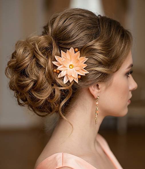 Ozdoby do vlasov - Marhuľkový lotosový kvet - 18300328_