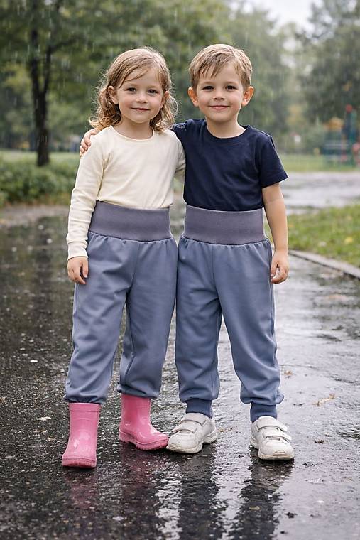 Detské oblečenie - Softshellove nohavice letné Grafit - 18299658_