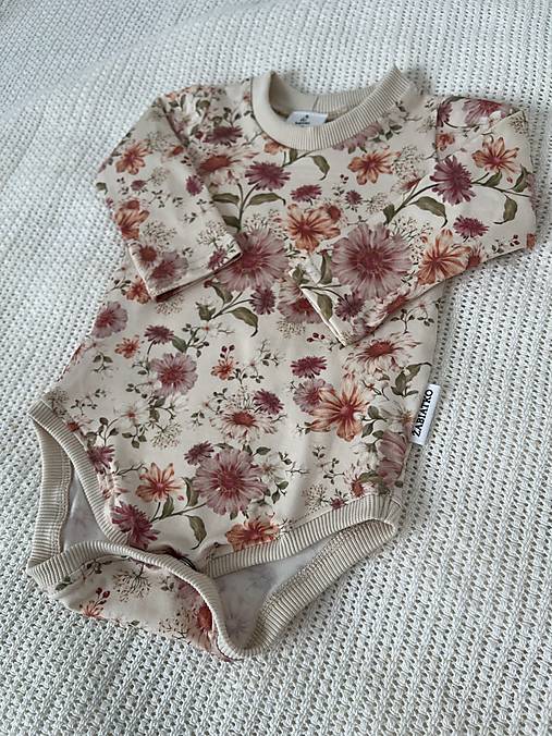 Detské oblečenie - Dievčenské body s kvietkami vo veľkosti 80 a 86 - 18301659_