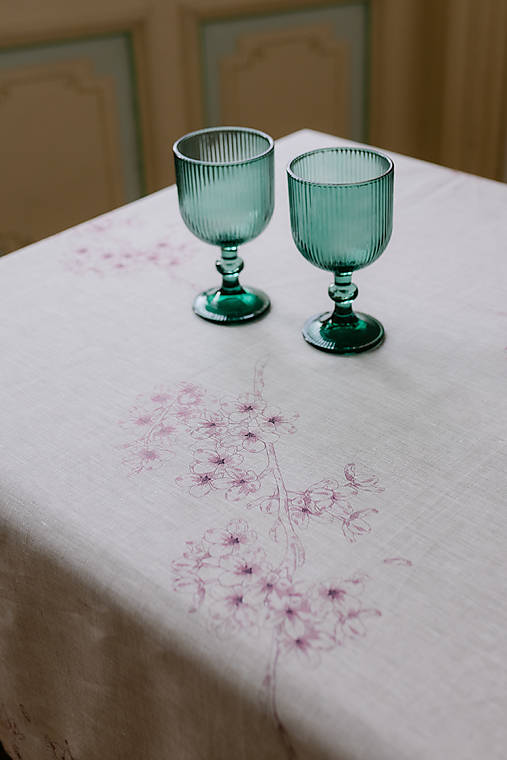 Úžitkový textil - Ľanový obrus - ,, Sakura" - 18301924_
