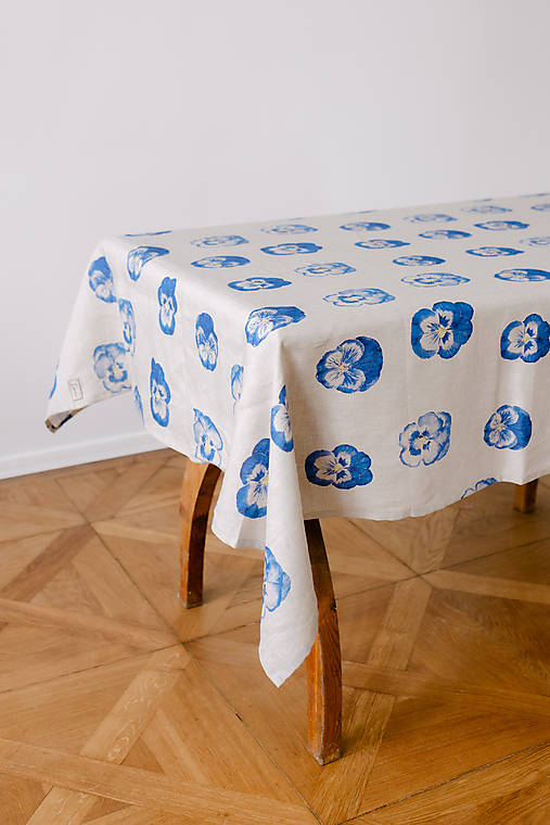 Úžitkový textil - Ľanový obrus - ,, Pansy" - 18301981_