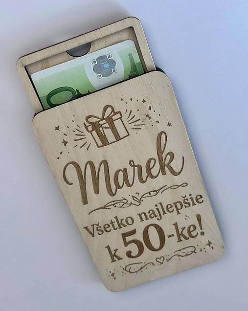 Drevená krabička - obálka na peniaze - personalizovaná