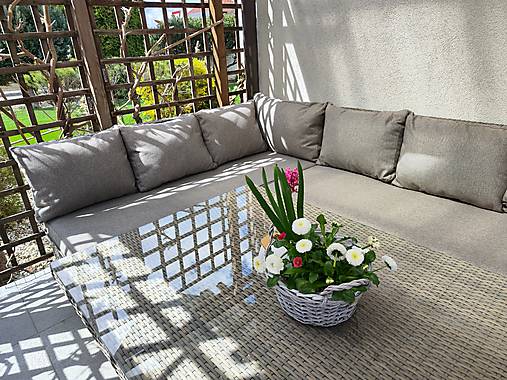 Textil - Renovácia na zakázku záhradné sedenie, vankúše, poťah na molitan Outdoor hnedý - 18304047_