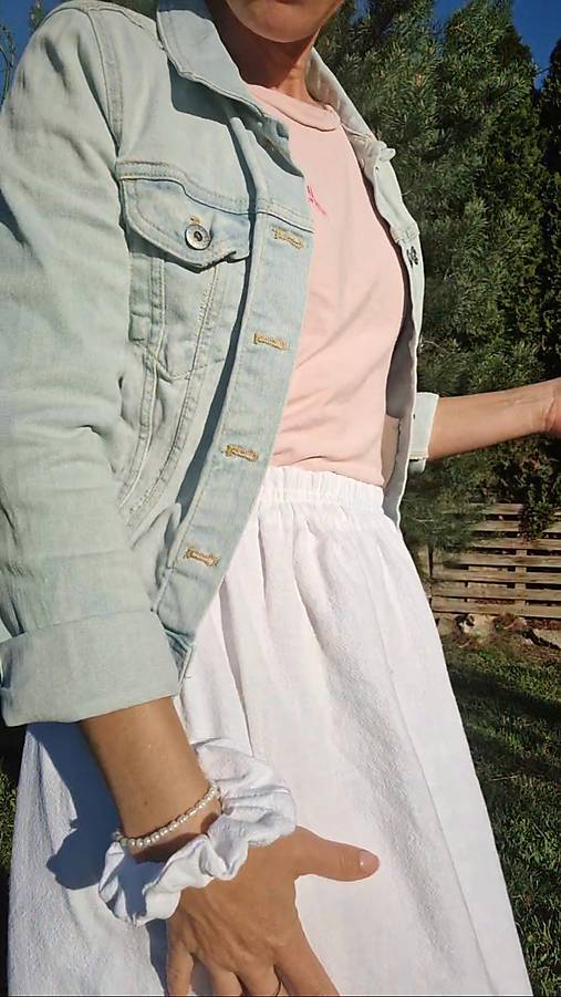Sukne - Sukna ľanová STONEWASHED PREMIUM white - biela (MAXI dĺžka 85cm) - 18304096_