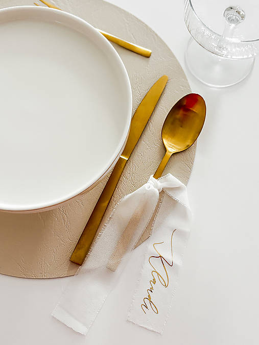 Úložné priestory & Organizácia - Menovky na šifónovej stuhe - 18303413_