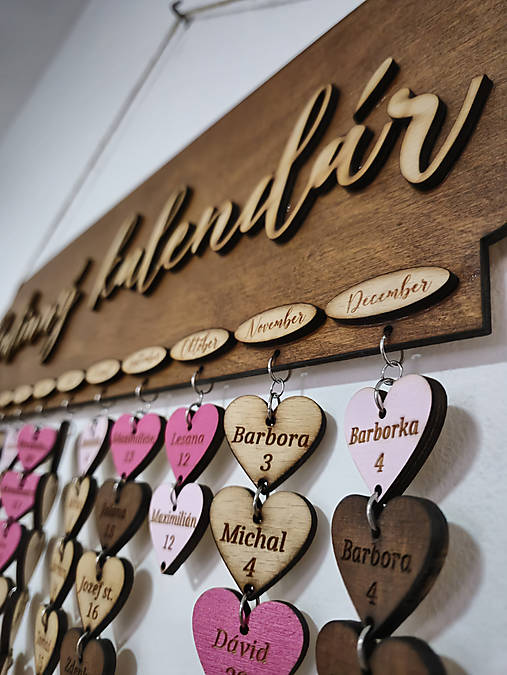 Rodinný kalendár s gravírovaním