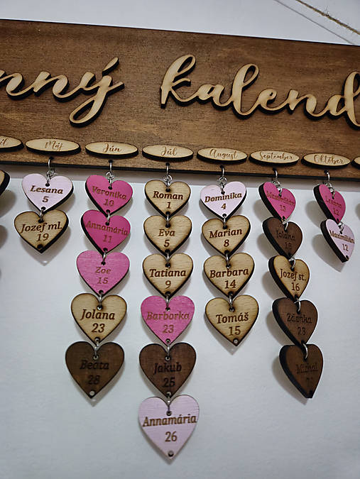 Rodinný kalendár s gravírovaním