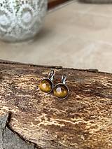 Náušnice - náušnice z Tigrieho oka - oceľ (väčšie priemer 10mm) - 18307518_