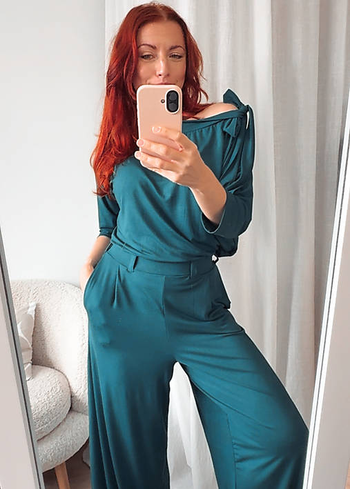 Nohavice - Elegantný viskózový komplet Valentina - 18309393_