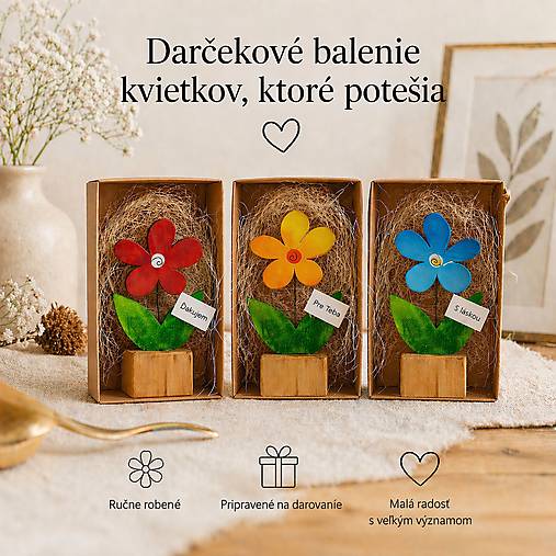 Dekorácie - Kvetinky v darčekovom balení - 18310798_
