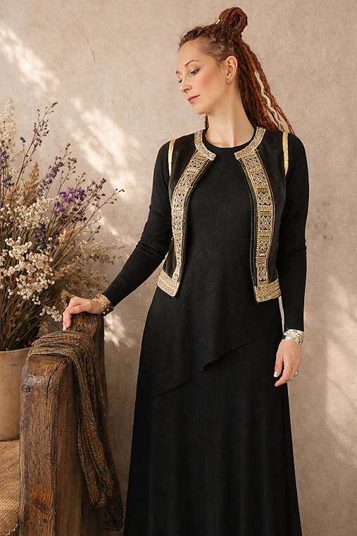 Vesty - NOCTURNA - trblietavá boho vesta (originál) - 18310568_