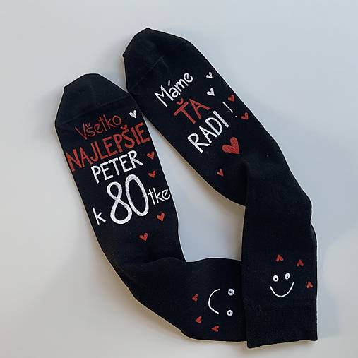 Maľované ponožky s nápisom: "Všetko najlepšie..."