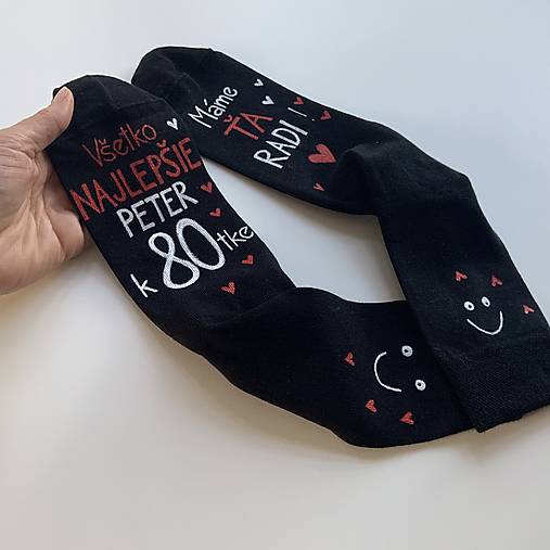 Maľované ponožky s nápisom: "Všetko najlepšie..."